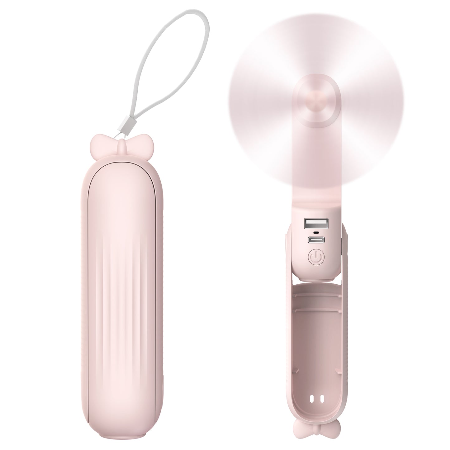 Handheld Fan, Portable Small Fan, Mini Hand Held Fan with USB Rechargeable, Eyelash Fan for Girls, Gifts for Women, Foldable Desk fan for Travel/Summer/Concerts/Lash, (Pink)